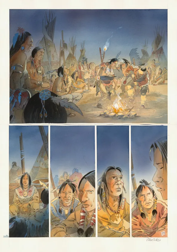 Colored original page, Cheyenne, Patrick Prugne