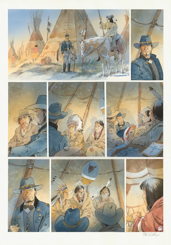 Colored original page, Cheyenne, Patrick Prugne