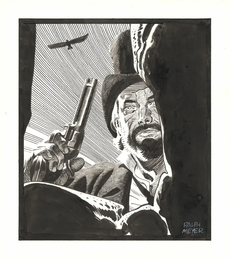 Black and white illustration, Undertaker, Ralph Meyer
