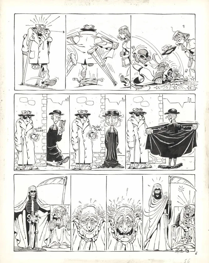 Planche noir et blanc, Pervers Pépère, Marcel Gotlib