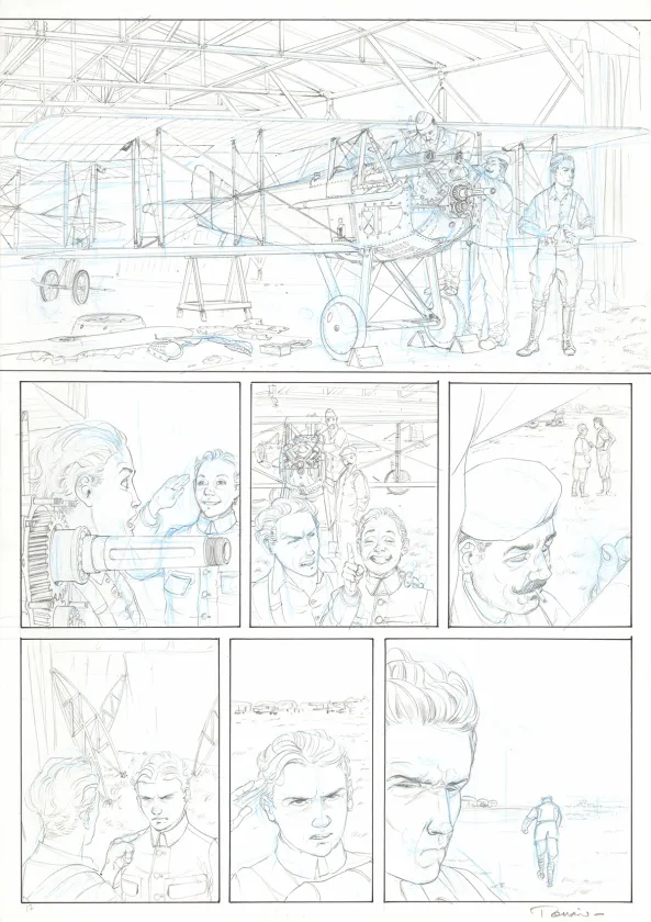 Planche noir et blanc, Le Pilote à l'Edelweiss, Walburga (T.3), Romain Hugault