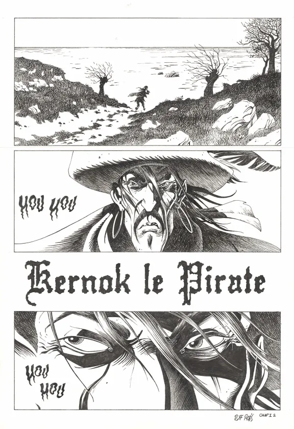 Planche noir et blanc, Kernok le pirate,  Riff Reb's