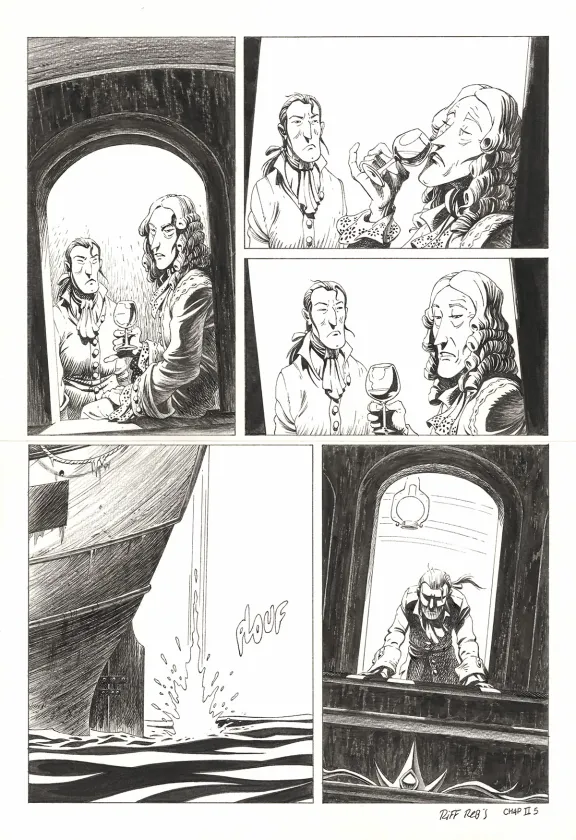 Black and white original page, Kernok le pirate,  Riff Reb's