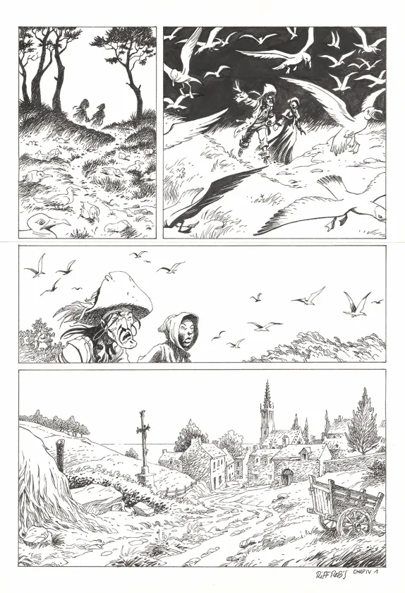 Planche noir et blanc, Kernok le pirate,  Riff Reb's