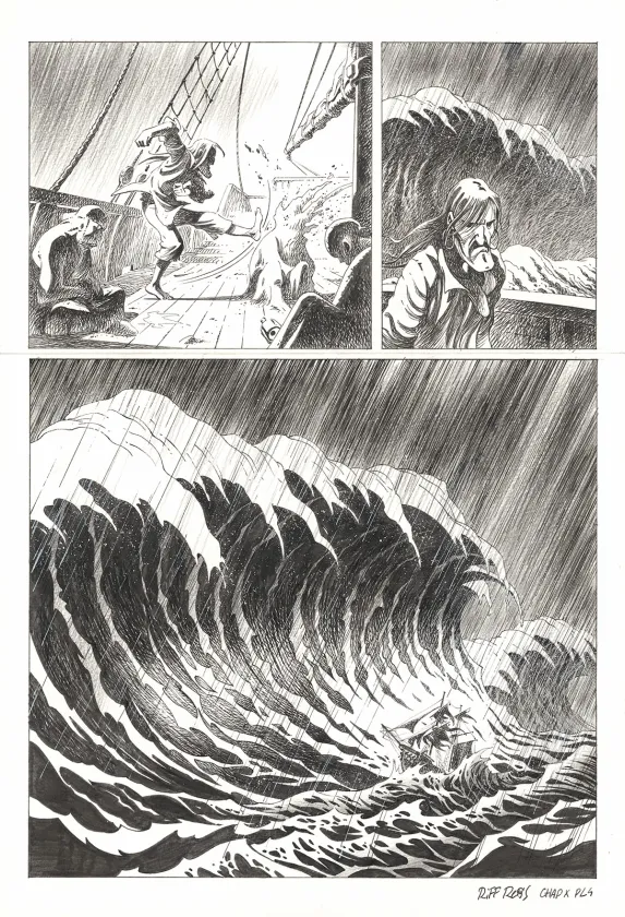 Black and white original page, Kernok le pirate,  Riff Reb's