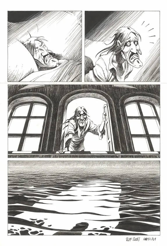 Planche noir et blanc, Kernok le pirate,  Riff Reb's