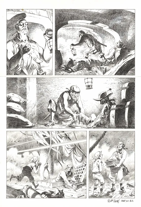 Black and white original page, Kernok le pirate,  Riff Reb's