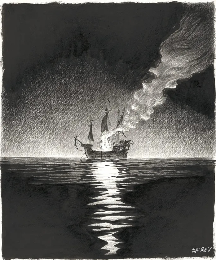 Illustration noir et blanc, Kernok le pirate,  Riff Reb's