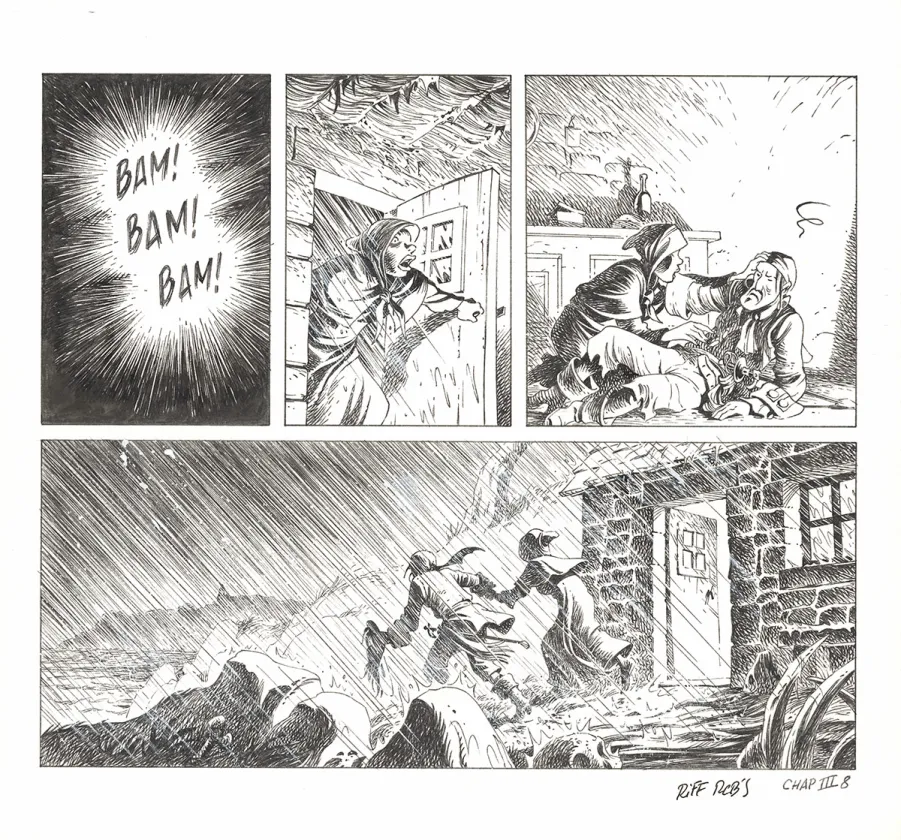 Planche noir et blanc, Kernok le pirate,  Riff Reb's