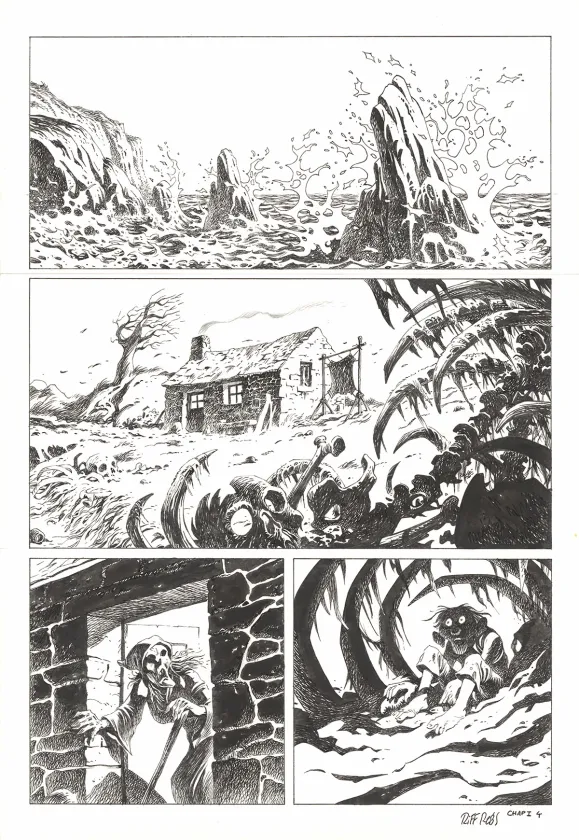 Planche noir et blanc, Kernok le pirate,  Riff Reb's
