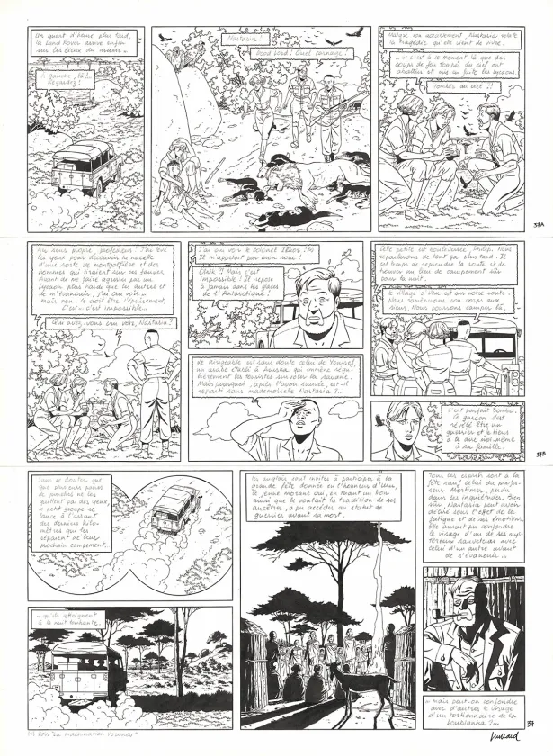 Planche noir et blanc, Blake et Mortimer, Le Sanctuaire du Gondwana (T.18), André Juillard