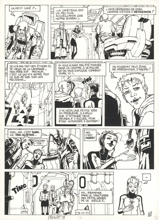 Black and white original page, L'Ancêtre programmé, Le temps de l'éveil (T.1), Loïc Malnati