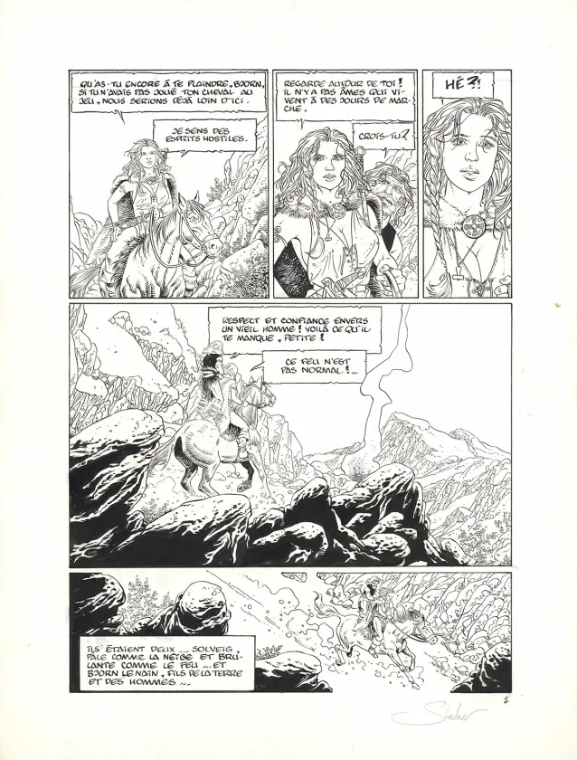 Planche noir et blanc, Solveig, La Sorcière et le corbeau (T.2), Eric Stalner