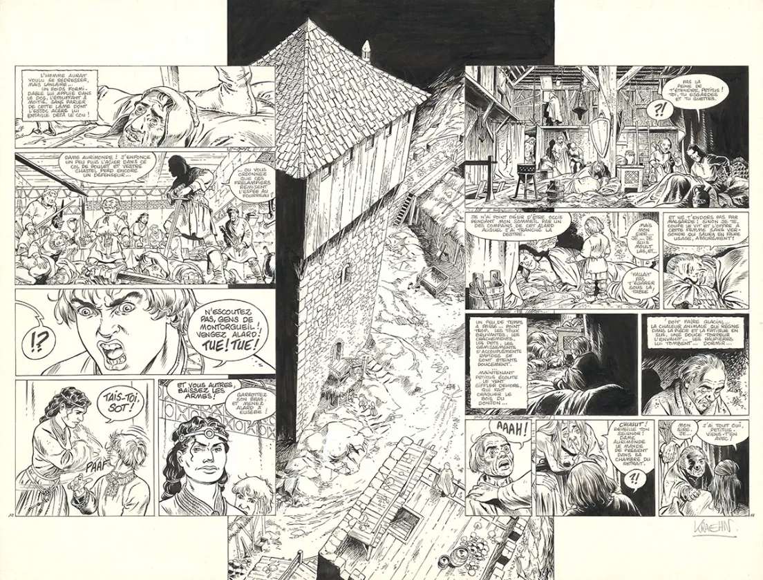 Planche noir et blanc, Le Ruistre, Montorgueil (T.1), Jean Charles Kraehn