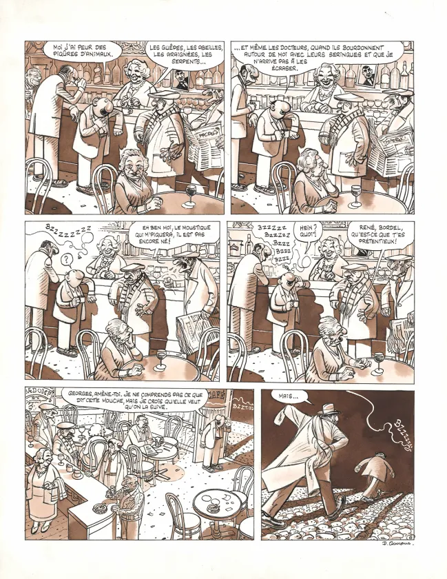 Colored original page, Georges et Louis romanciers, La Reine des mouches (T.4), Daniel Goossens
