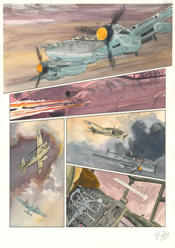 Planche couleur, Ciel d'orages, London burning (T.1),  Warnauts et Raives