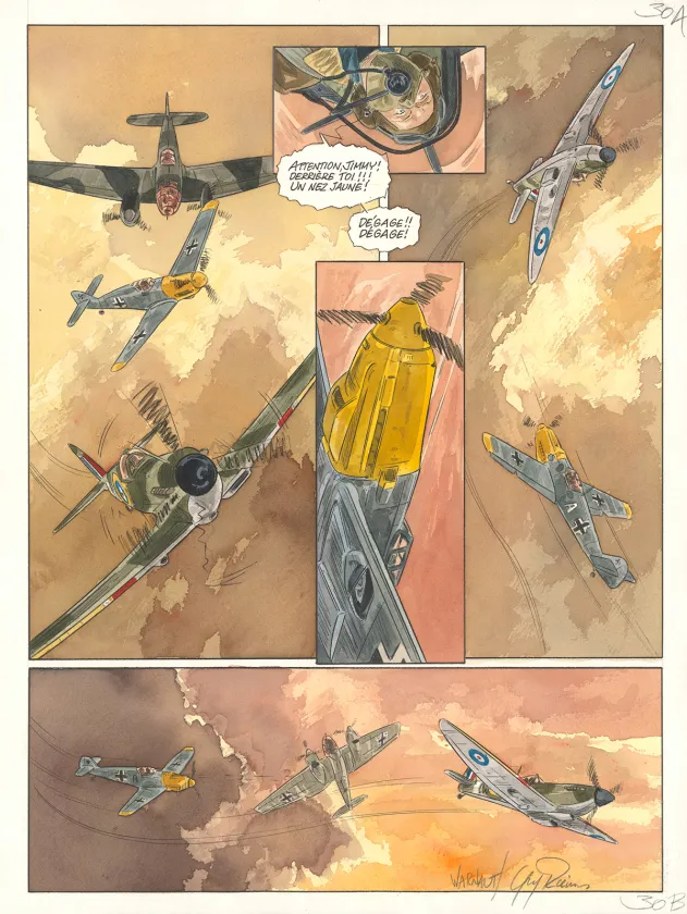Colored original page, Ciel d'orages, London burning (T.1),  Warnauts et Raives