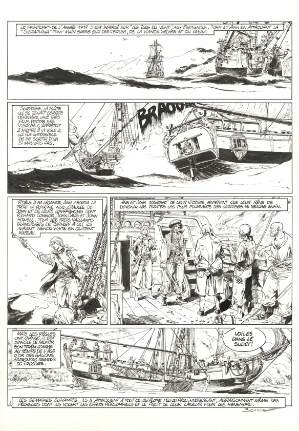 Planche noir et blanc, Ann Bonny, la louve des Caraïbes, Livre II (T.2), Franck Bonnet