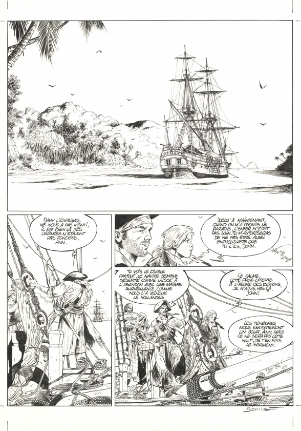 Planche noir et blanc, Ann Bonny, la louve des Caraïbes, Livre II (T.2), Franck Bonnet