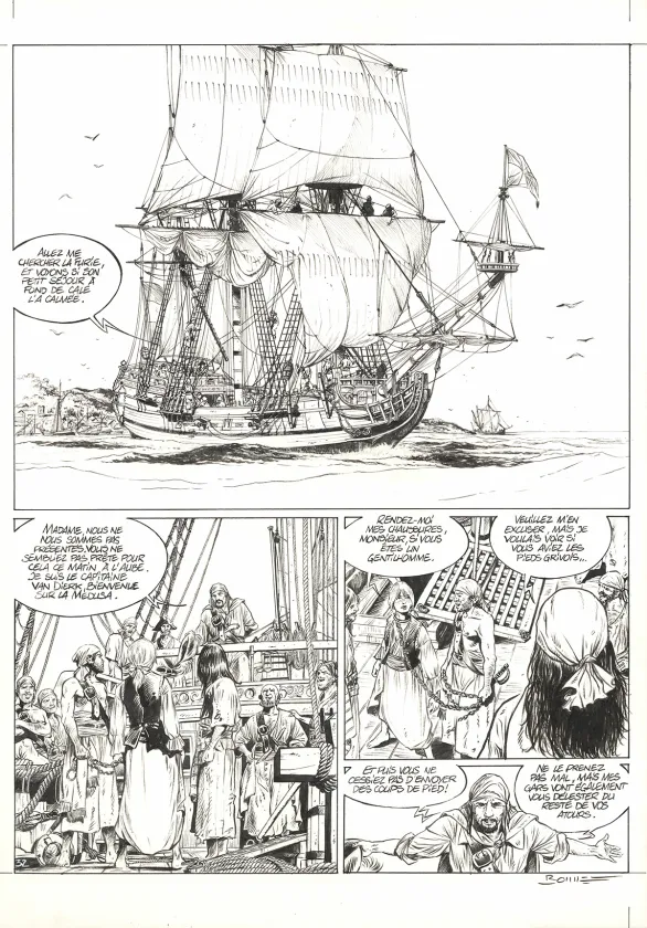 Planche noir et blanc, Ann Bonny, la louve des Caraïbes, Livre II (T.2), Franck Bonnet