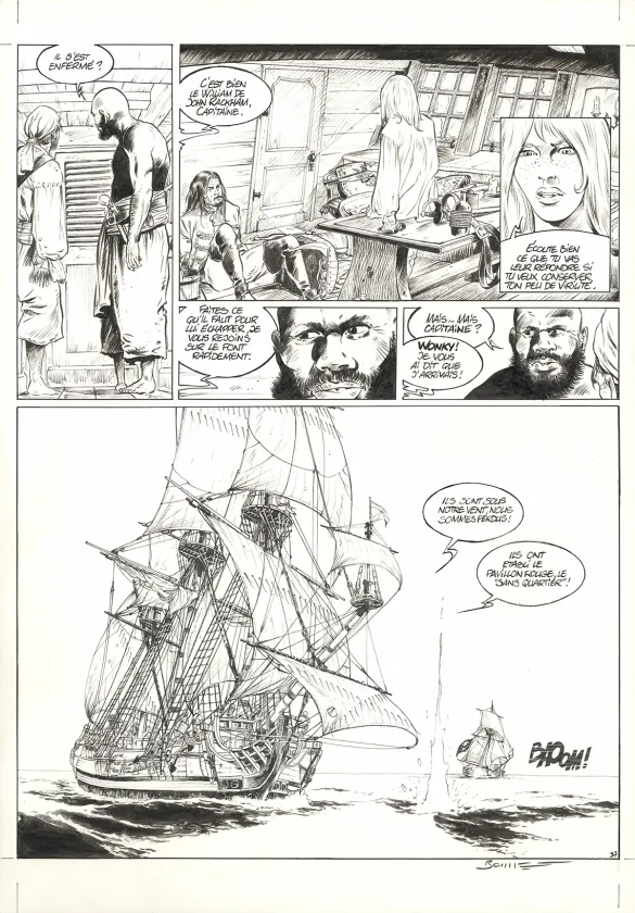 Planche noir et blanc, Ann Bonny, la louve des Caraïbes, Livre II (T.2), Franck Bonnet