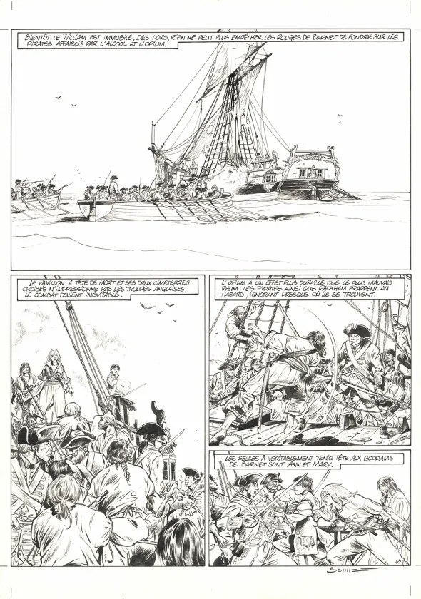 Planche noir et blanc, Ann Bonny, la louve des Caraïbes, Livre II (T.2), Franck Bonnet