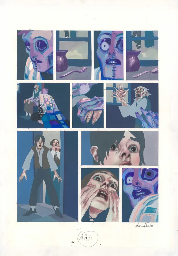 Colored original page, Frankenstein, David Sala