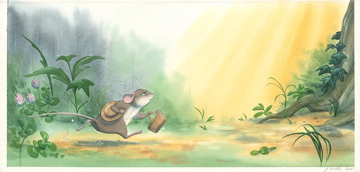 Illustration couleur, Les merveilleuses histoires de Grand Père dans la forêt, Julie Mellan
