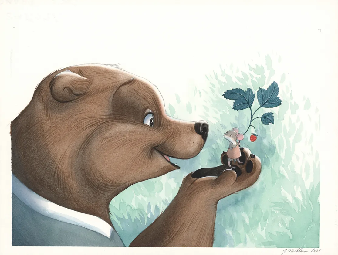 Illustration couleur, Les merveilleuses histoires de Grand Père dans la forêt, Julie Mellan