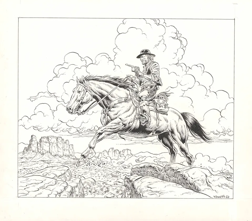 Illustration noir et blanc, Durango, Yves Swolfs