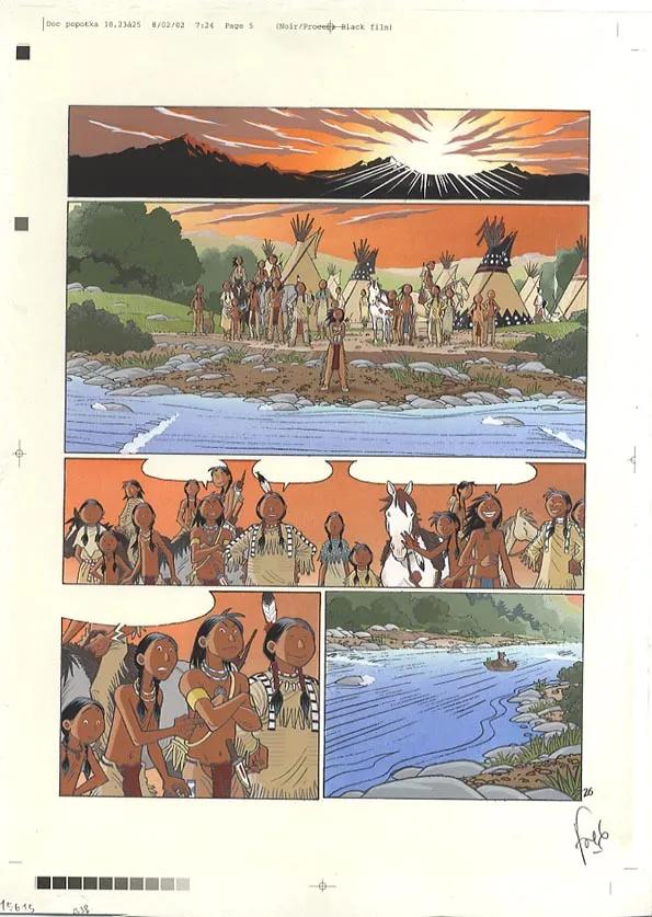 Planche couleur, Popotka le petit sioux, La leçon d'Iktomi (T.1), Fred Simon