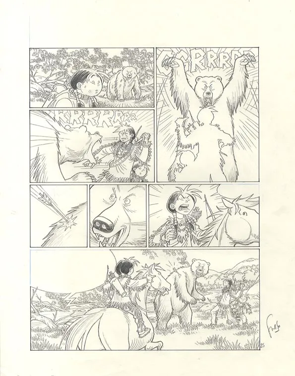 Planche noir et blanc, Popotka le petit sioux, Mahto (T.3), Fred Simon