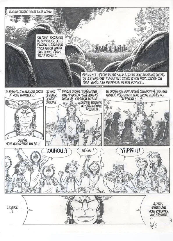 Planche noir et blanc, Popotka le petit sioux, Susweca et les aigles (T.5), Fred Simon