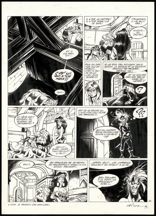 Black and white original page, L'Épée de Cristal, Le Cri du Grouse (T.4),  Crisse