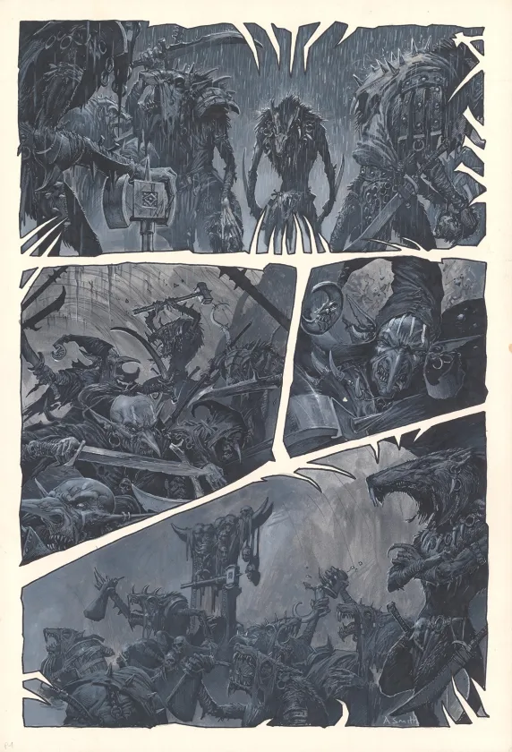 Planche noir et blanc, Warhammer, Tooth and Claim (T.3), Adrian Smith