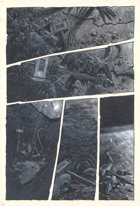 Planche noir et blanc, Warhammer, Tooth and Claim (T.3), Adrian Smith