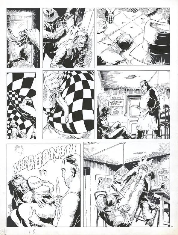Black and white original page, Louis la Guigne, L'escouade pourpre (T.5), Jean-Paul Dethorey