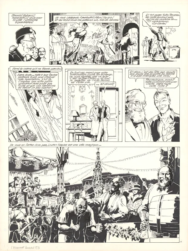 Planche noir et blanc, Louis la Guigne, L'escouade pourpre (T.5), Jean-Paul Dethorey