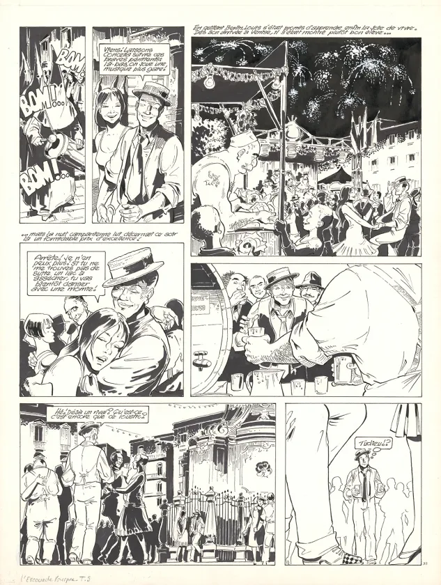 Black and white original page, Louis la Guigne, L'escouade pourpre (T.5), Jean-Paul Dethorey