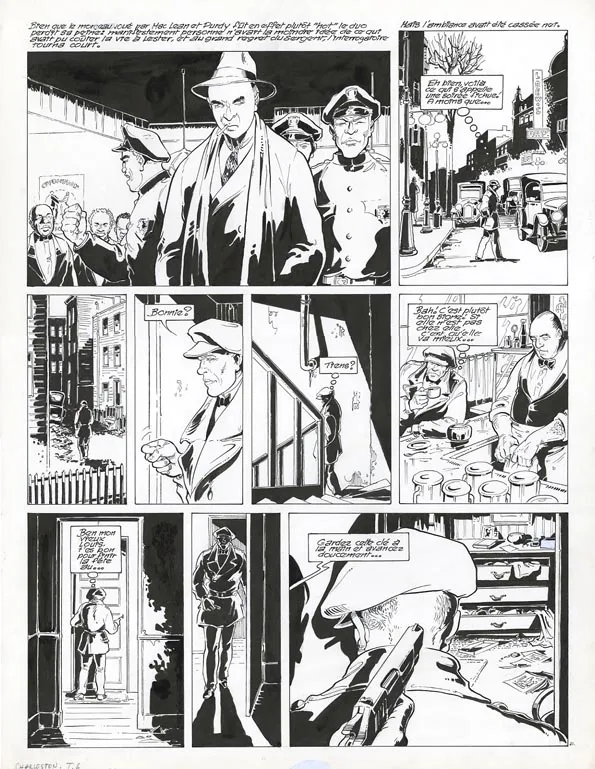 Black and white original page, Louis la Guigne, Charleston (T.6), Jean-Paul Dethorey