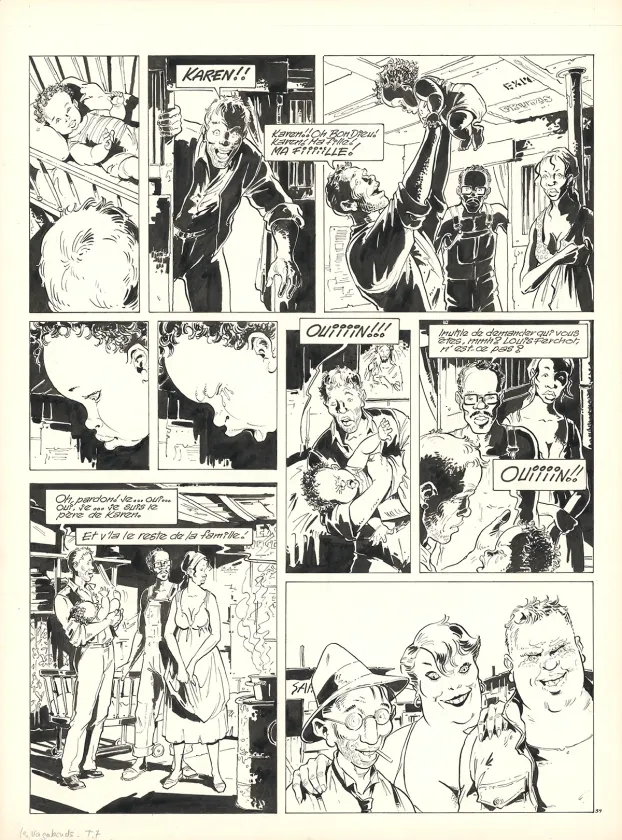 Black and white original page, Louis la Guigne, Les vagabonds (T.7), Jean-Paul Dethorey