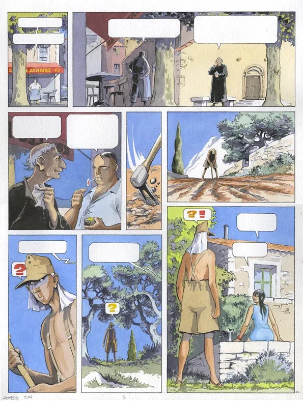 Colored original page, L'oiseau noir, Jean-Paul Dethorey