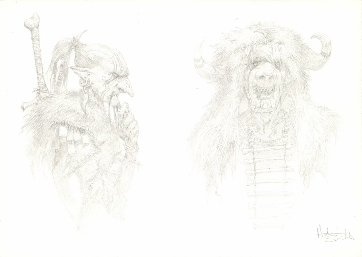 Black and white illustration, Féerie, Dark fantasy, Adrian Smith