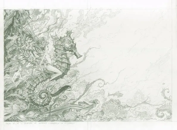 Illustration noir et blanc, L'Univers féerique, L'Univers féerique d'Olivier Ledroit - Livre 2 (T.2), Olivier Ledroit