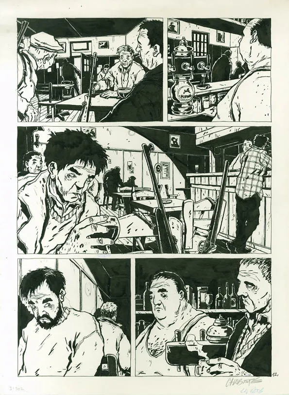 Planche noir et blanc, La Bête, Christophe Chabouté
