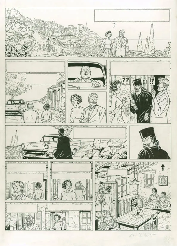 Planche noir et blanc, Blake et Mortimer, La Malédiction des trente deniers - Tome un (T.19), Chantal De Spiegeleer