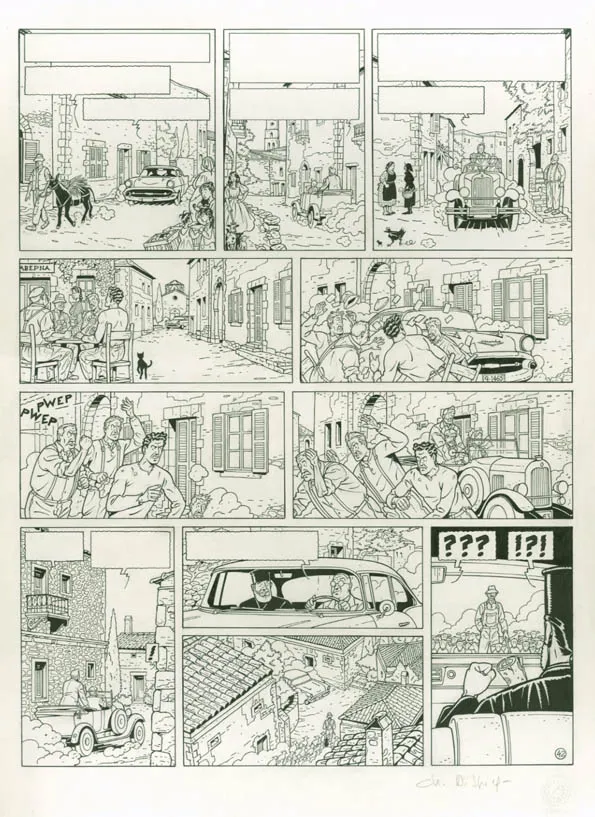 Planche noir et blanc, Blake et Mortimer, La Malédiction des trente deniers - Tome un (T.19), Chantal De Spiegeleer