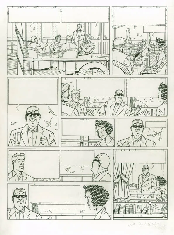Planche noir et blanc, Blake et Mortimer, La Malédiction des trente deniers - Tome un (T.19), Chantal De Spiegeleer