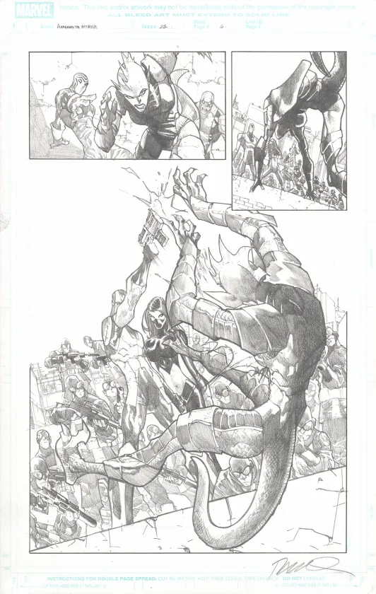 Planche noir et blanc, Avengers : the Initiative, Humberto Ramos