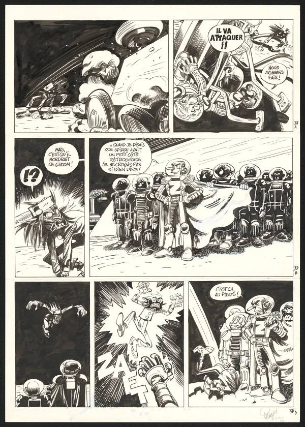Planche noir et blanc, Spirou et Fantasio, La Face cachée du Z (T.52),  Yoann